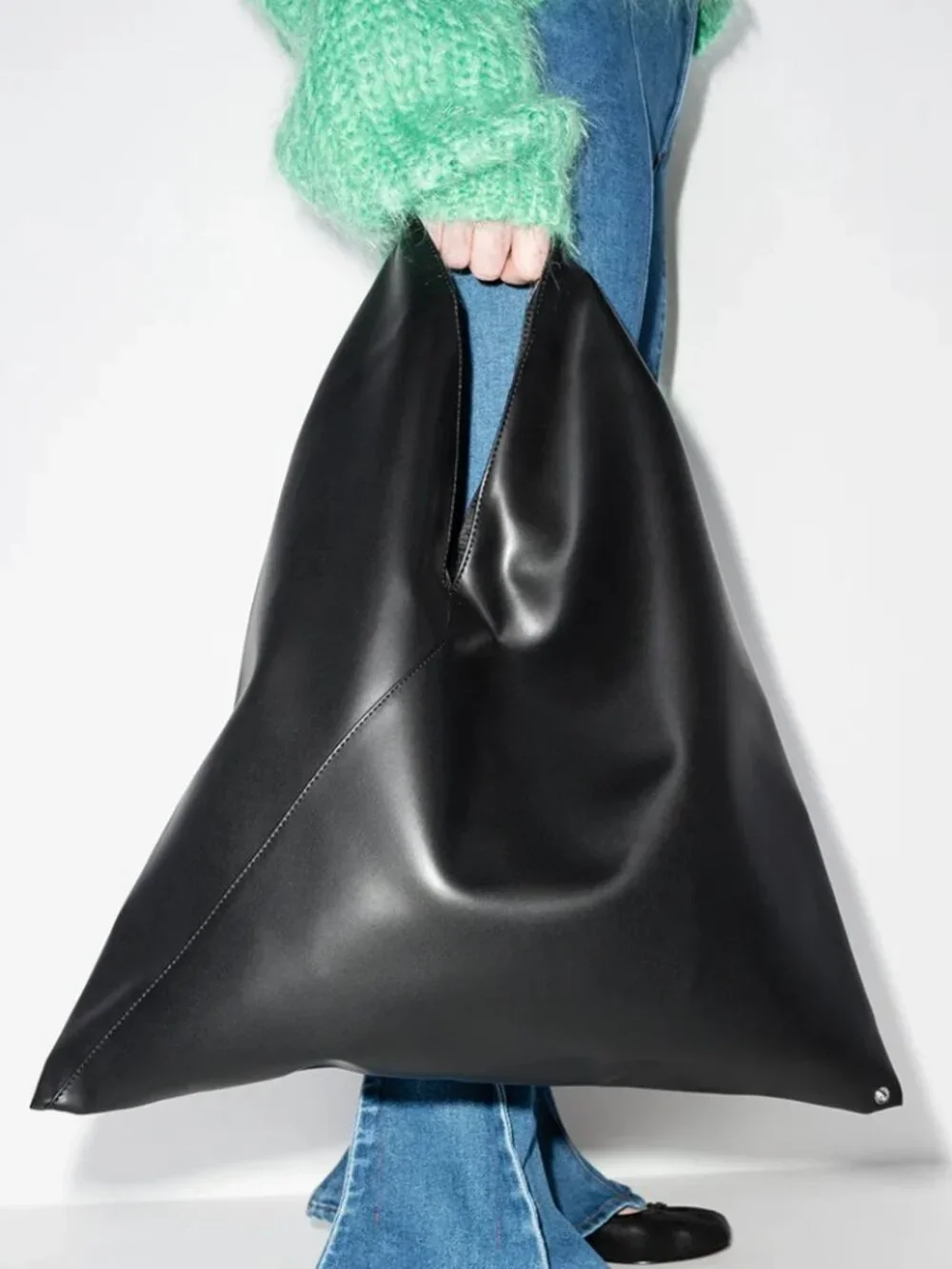 MM6 Margiela Large Leather Triangle Tote